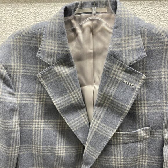 NEW GEN TEAL Men’s Plaid Check Sport Coat Size 38 Regular Cornflower Blue - Picture 6 of 11